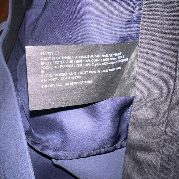 THEORY $345 High Waist Straight Cotton Ankle Pants - Picture 5 of 5